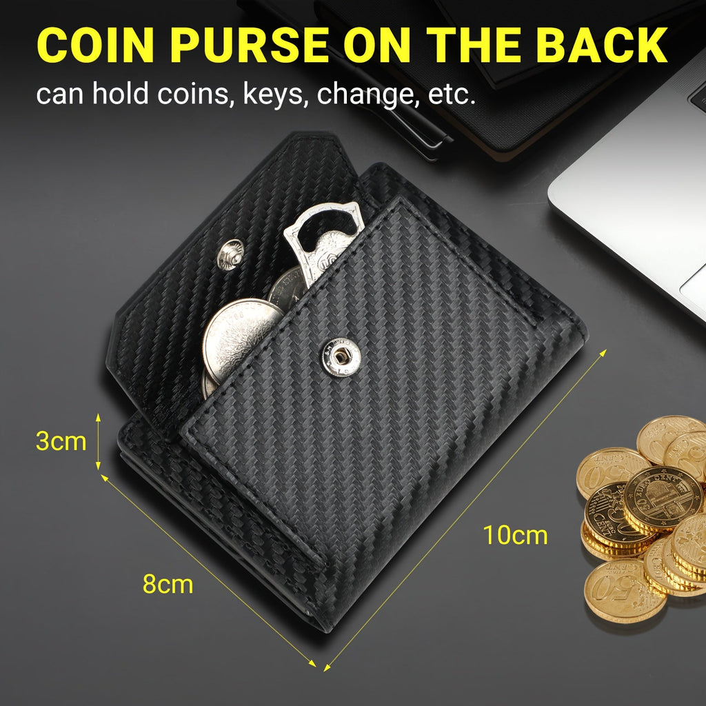 Compact Men's Wallet with Metal Charger and Snap Pocket