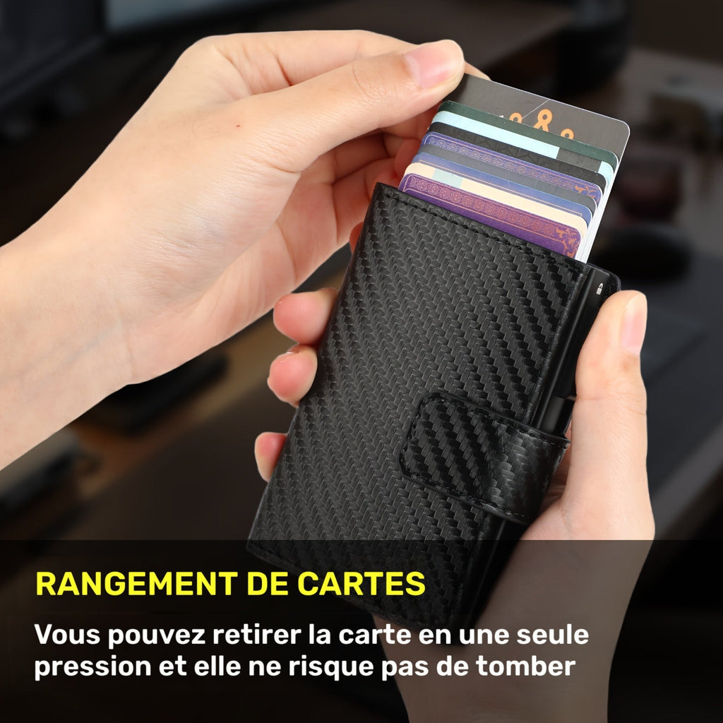 Compact Men's Wallet with Metal Charger and Snap Pocket
