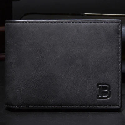 Compact PU Leather Wallet for Men with Card Holder, Zippered Coin Pocket and Bill Clip
