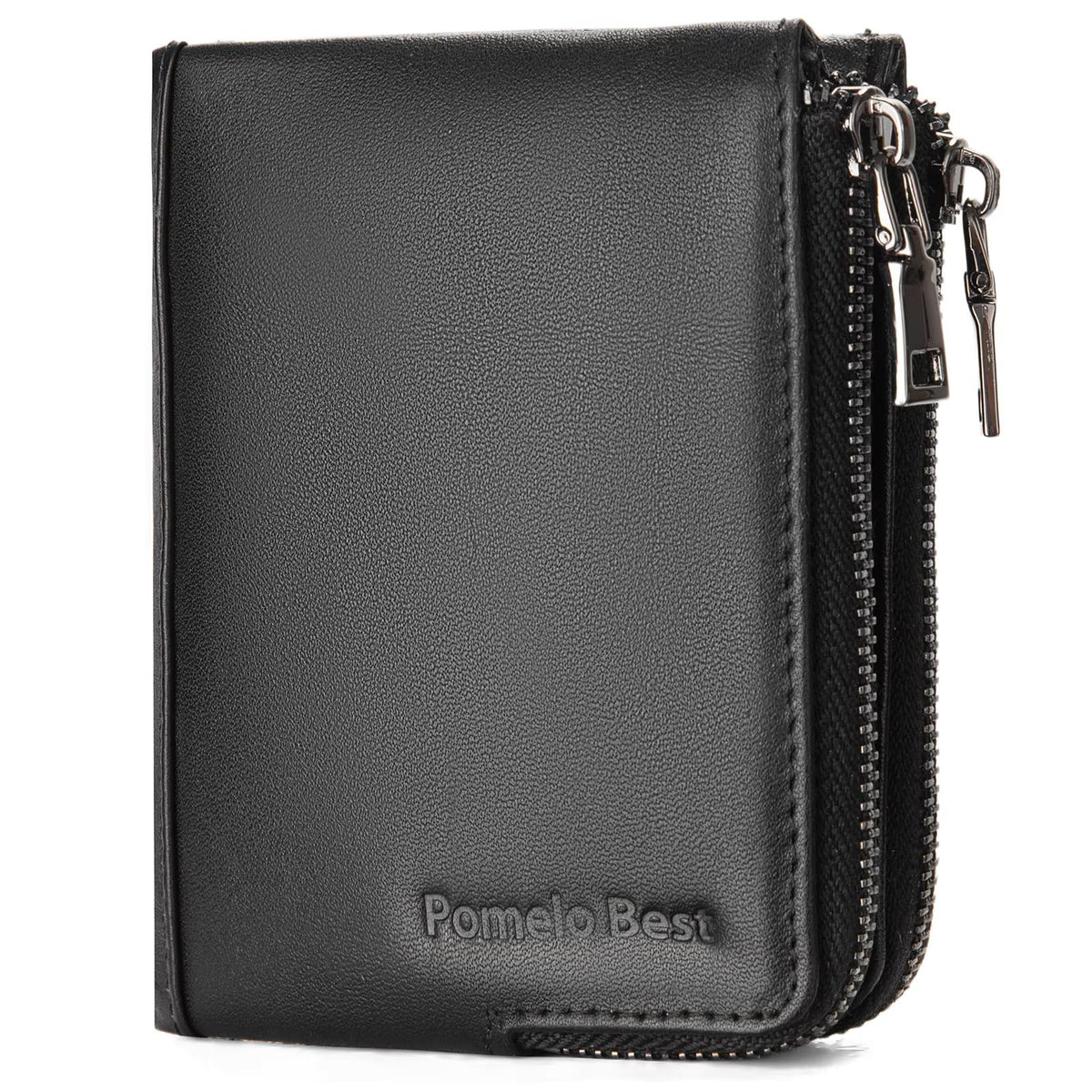 Compact Zippered Men's Wallet in Genuine Leather 85 Grams