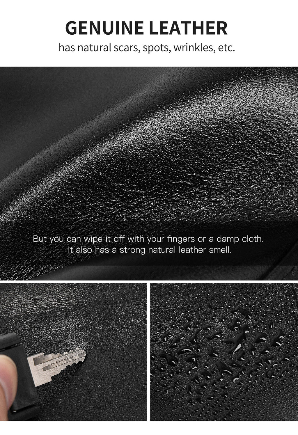 Compact Zippered Men's Wallet in Genuine Leather 85 Grams
