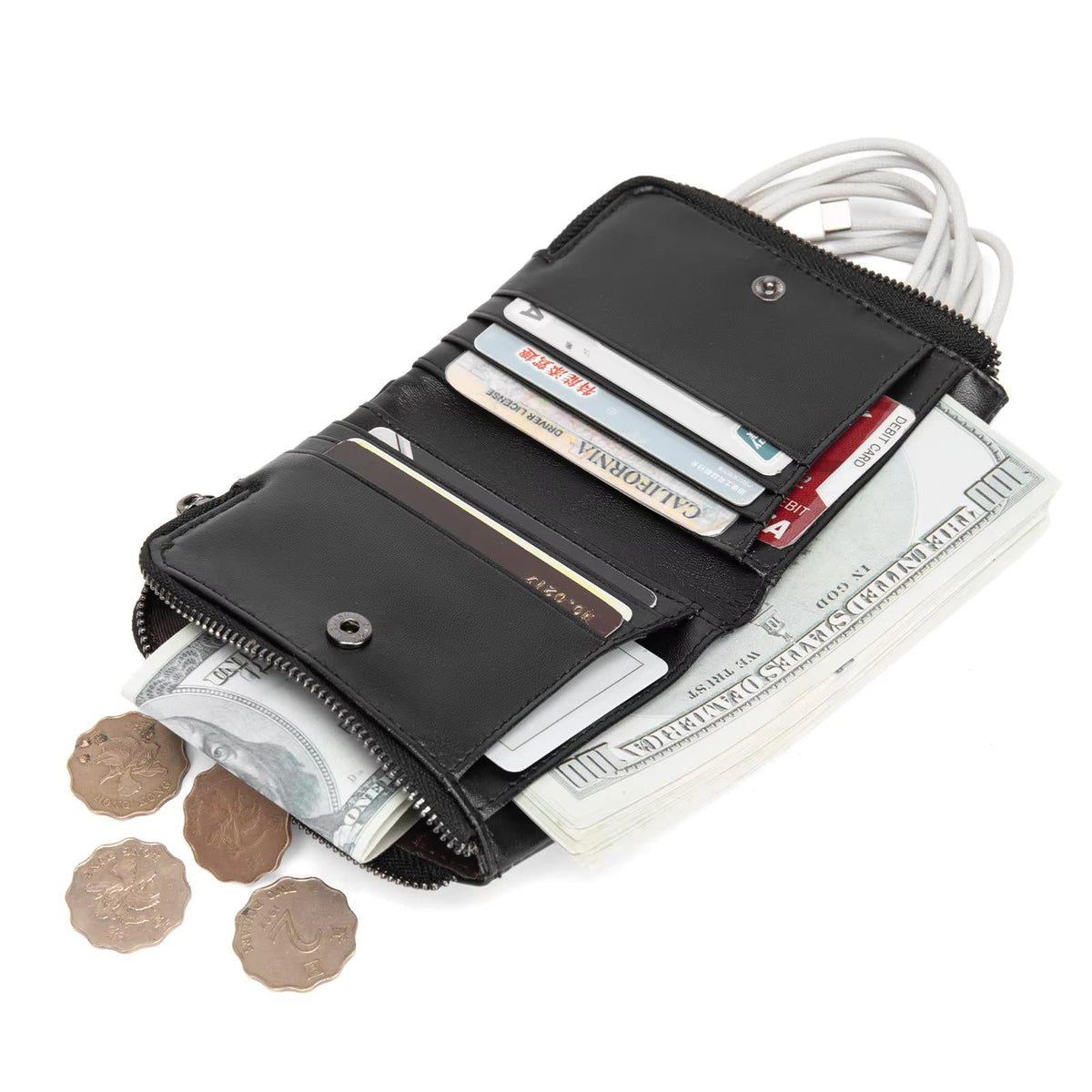 Compact Zippered Men's Wallet in Genuine Leather 85 Grams