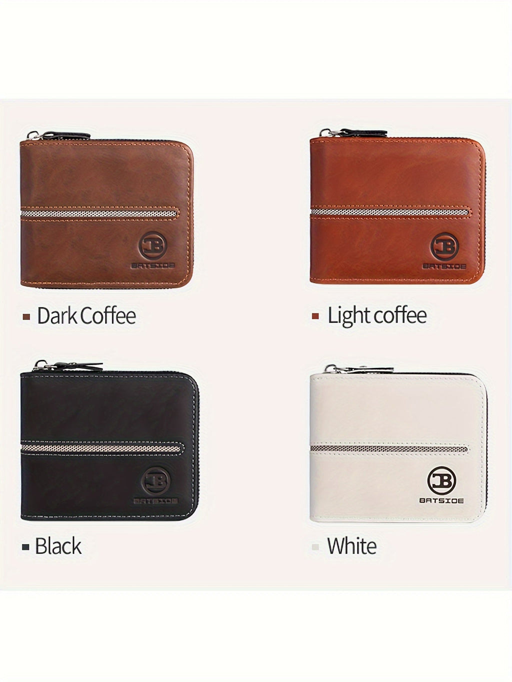 Compact Zippered Wallet for Men, 12 x 10 cm