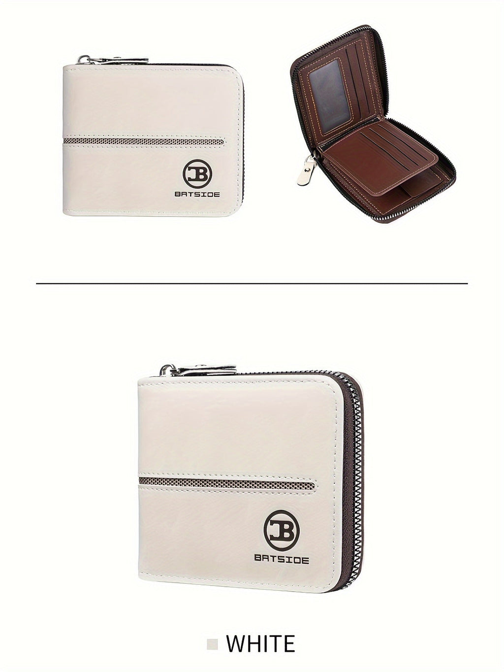 Compact Zippered Wallet for Men, 12 x 10 cm