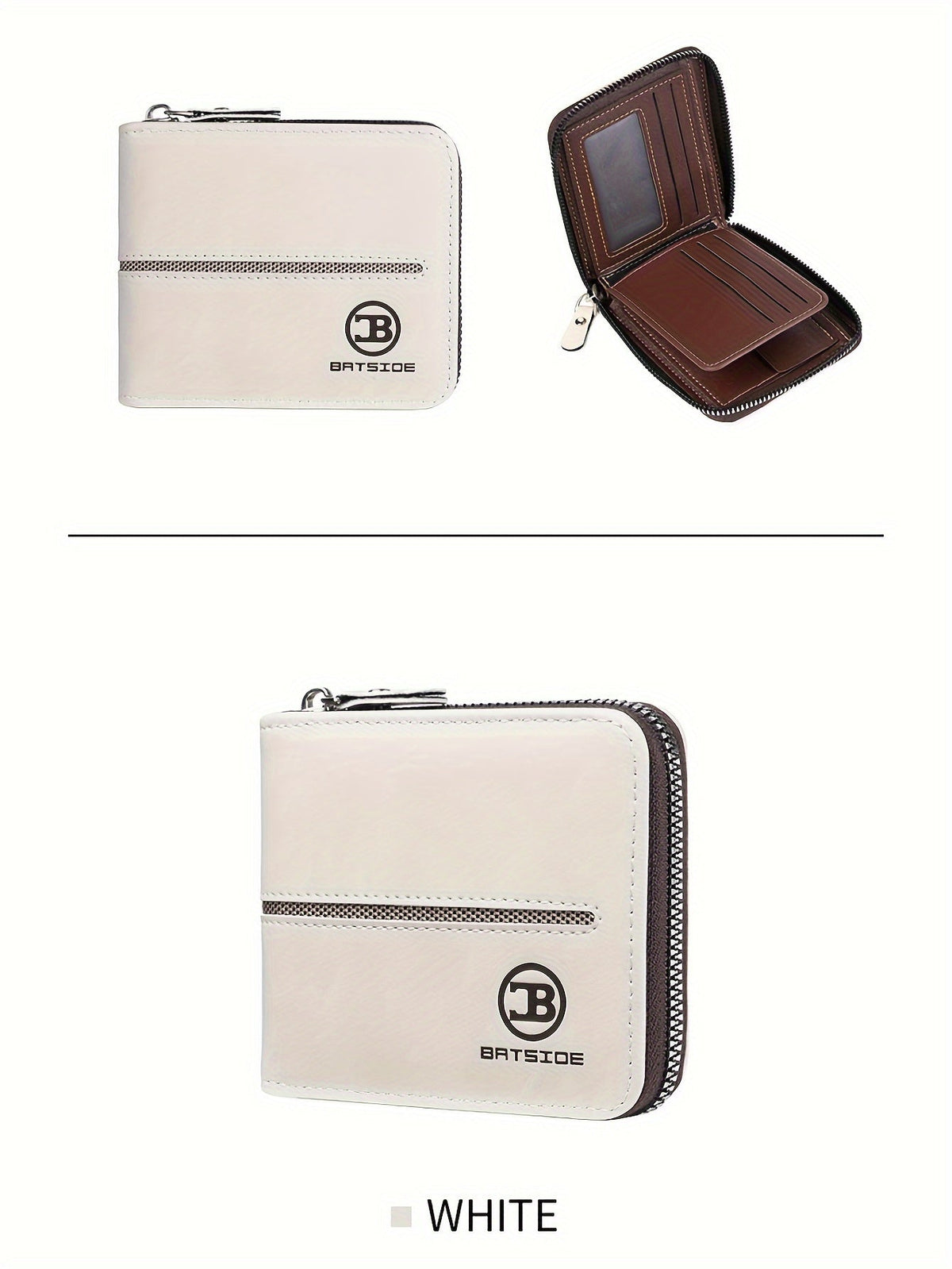 Compact Zippered Wallet for Men, 12 x 10 cm