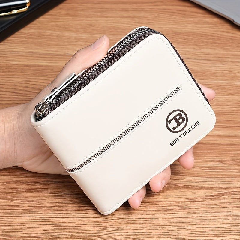 Compact Zippered Wallet for Men, 12 x 10 cm