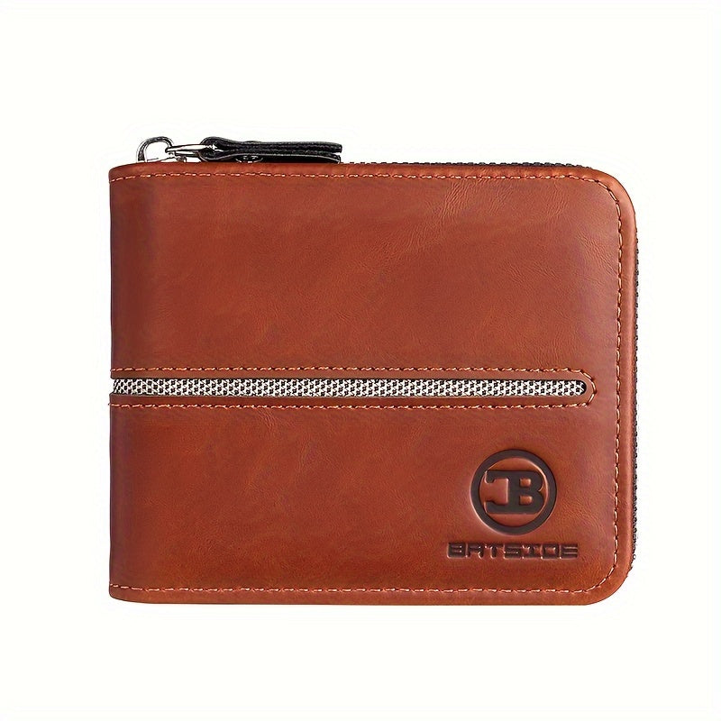Compact Zippered Wallet for Men, 12 x 10 cm Image