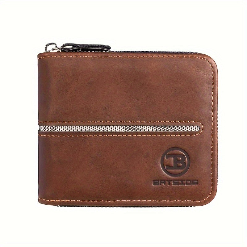Compact Zippered Wallet for Men, 12 x 10 cm