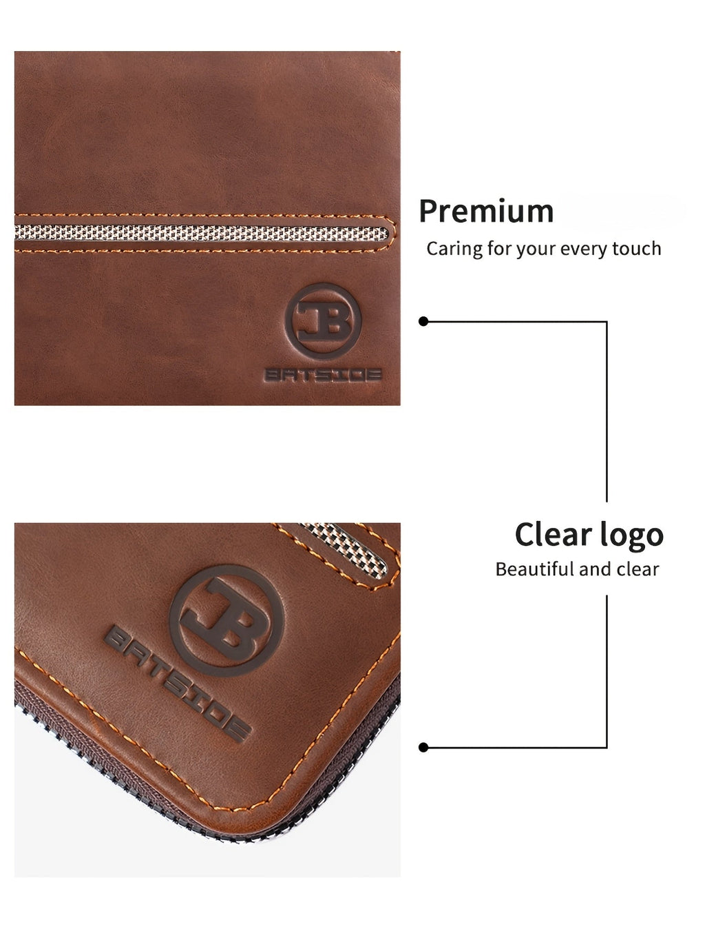 Compact Zippered Wallet for Men, 12 x 10 cm