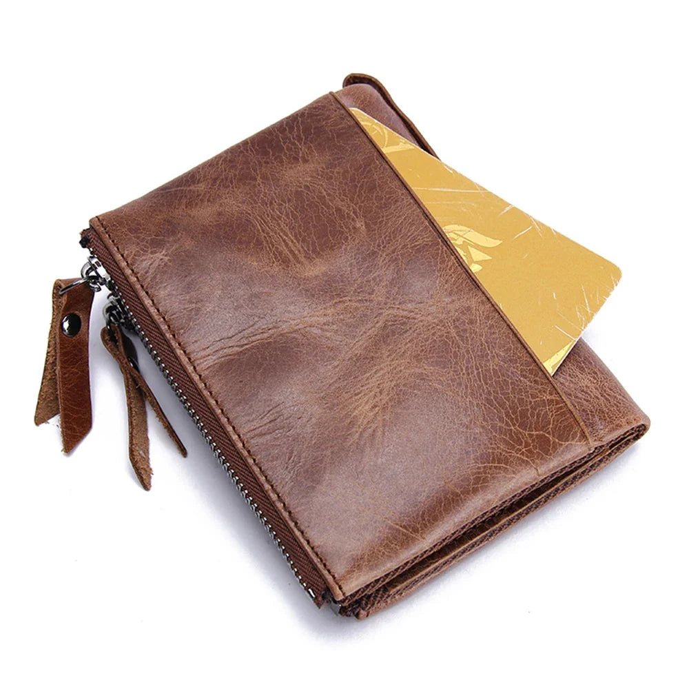 Men's Crazy Horse Leather Wallet with RFID Protection