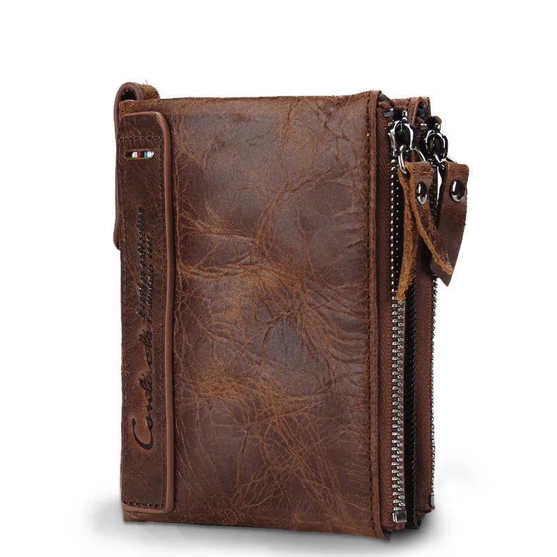 Men's Crazy Horse Leather Wallet with RFID Protection