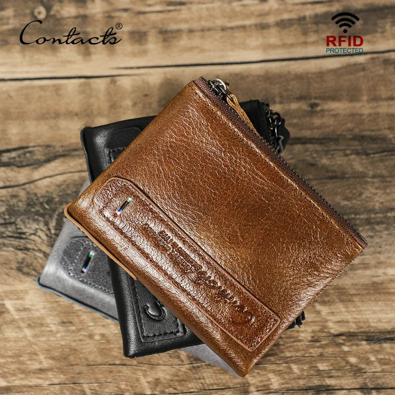 Men's Crazy Horse Leather Wallet with RFID Protection