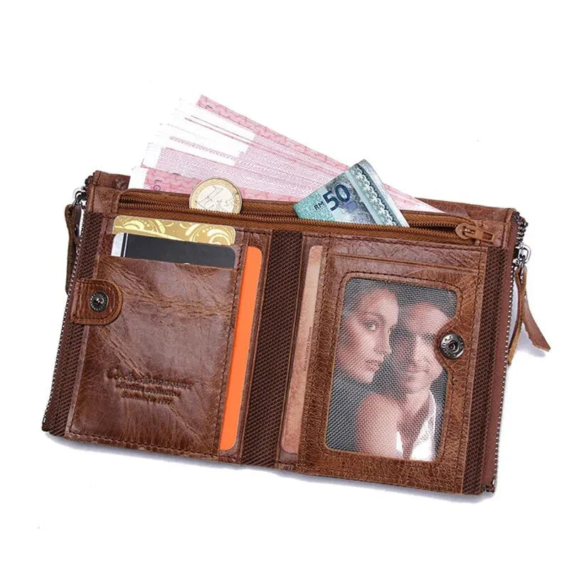 Men's Crazy Horse Leather Wallet with RFID Protection