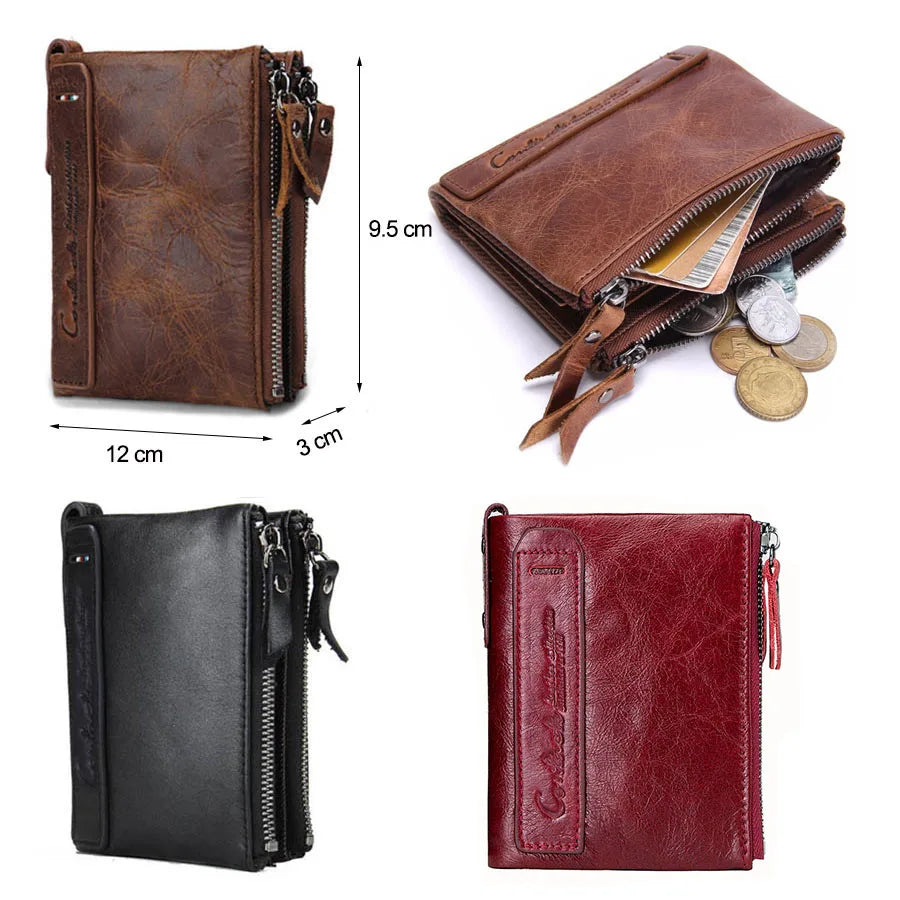 Men's Crazy Horse Leather Wallet with RFID Protection