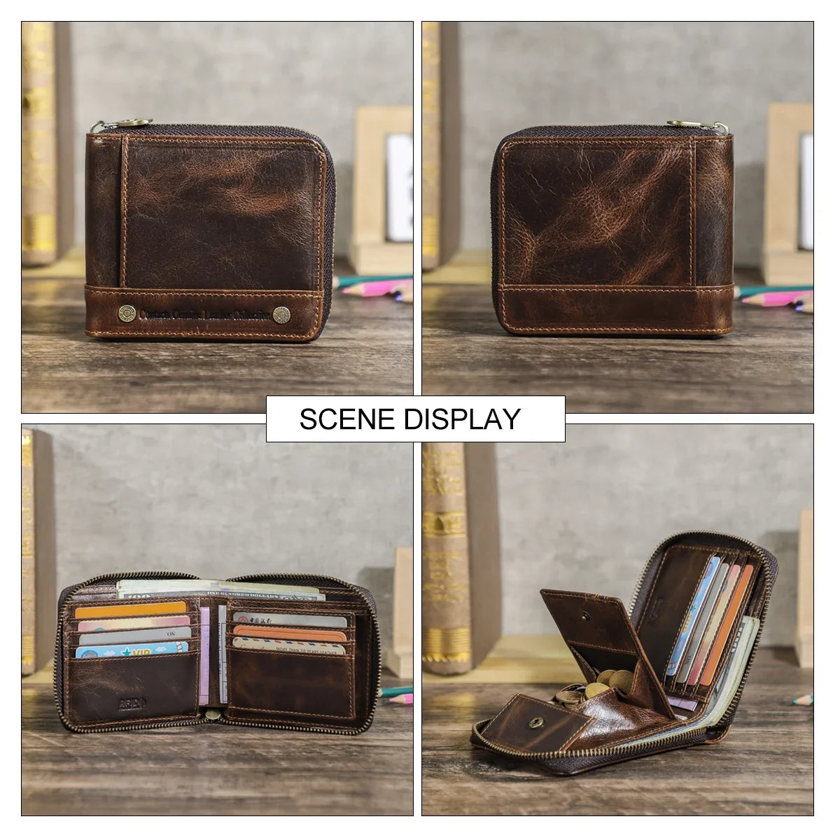 Genuine Leather Wallet - Designer Luxury & Zippered Security