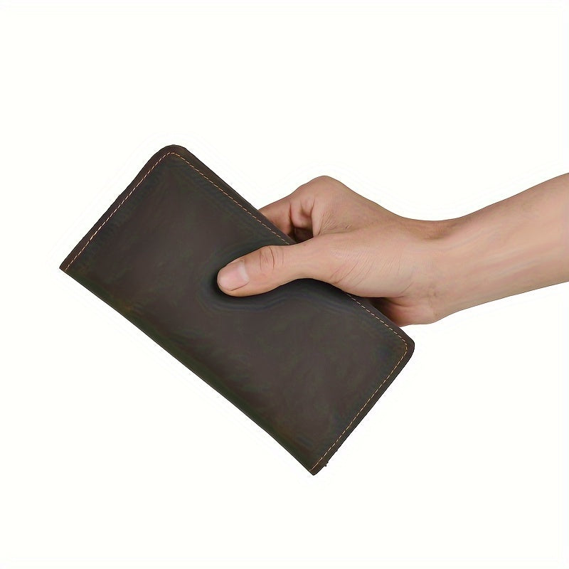 Continental Crazy Horse Leather Wallet for Men, Ten Card Slots
