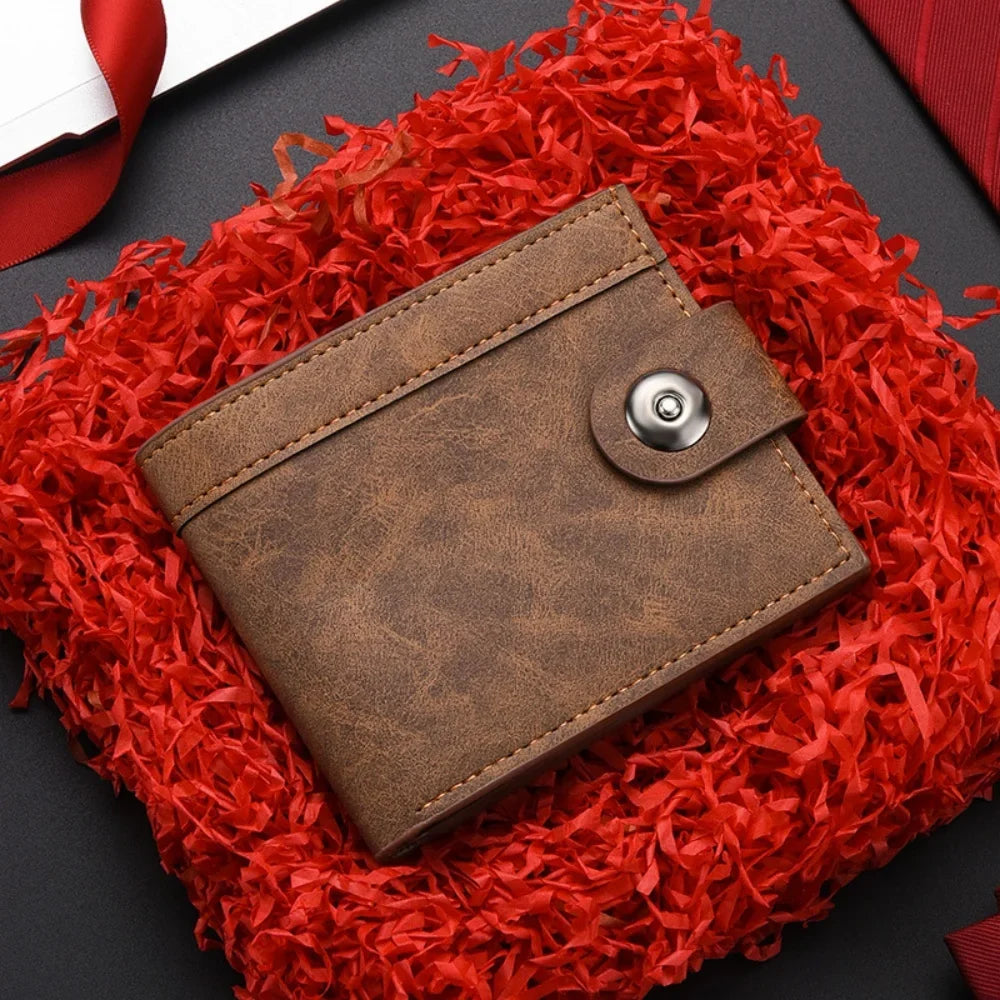 Men's PU Leather Short Wallet with Card Holder and Coin Pocket