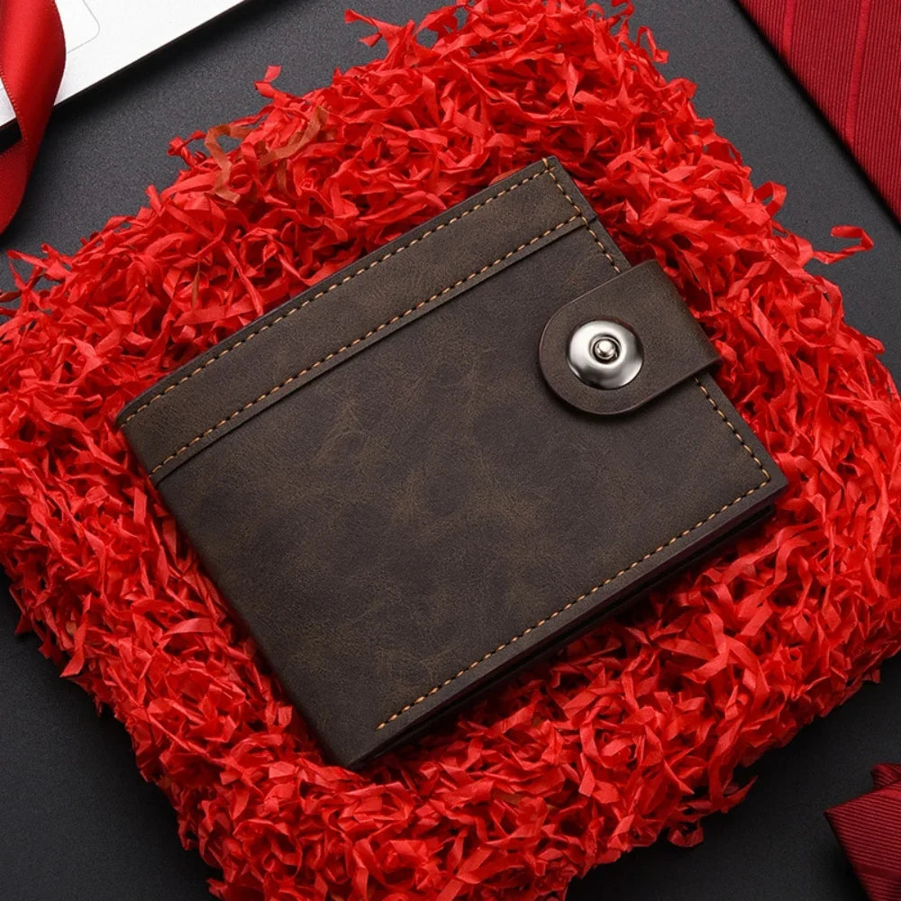 Men's PU Leather Short Wallet with Card Holder and Coin Pocket