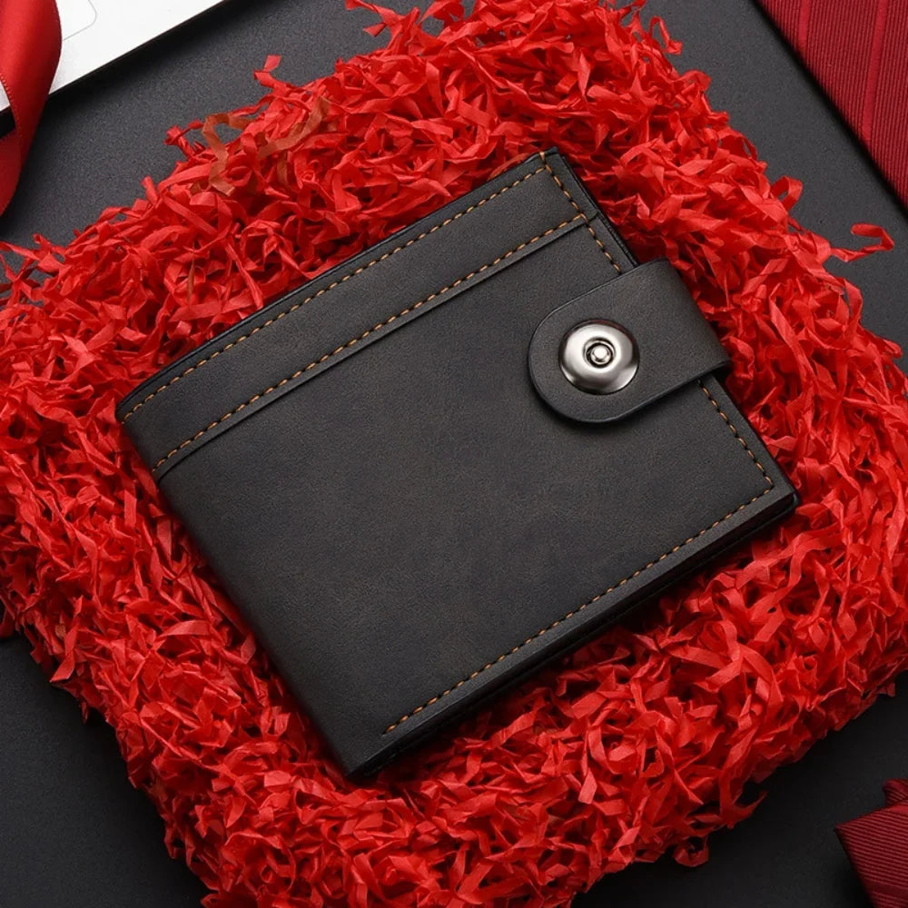 Men's PU Leather Short Wallet with Card Holder and Coin Pocket