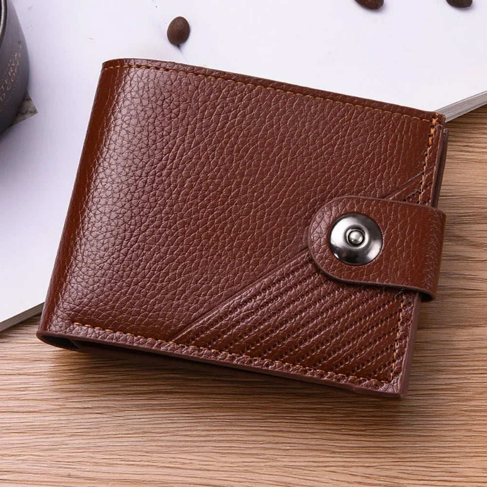 Men's PU Leather Short Wallet with Card Holder and Coin Pocket