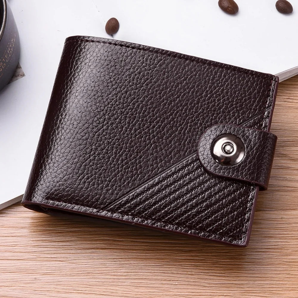 Men's PU Leather Short Wallet with Card Holder and Coin Pocket