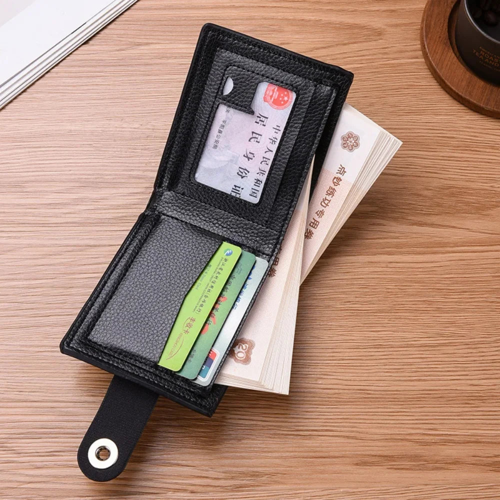 Men's PU Leather Short Wallet with Card Holder and Coin Pocket