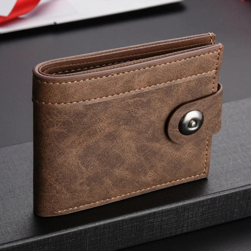 Men's PU Leather Short Wallet with Card Holder and Coin Pocket Image