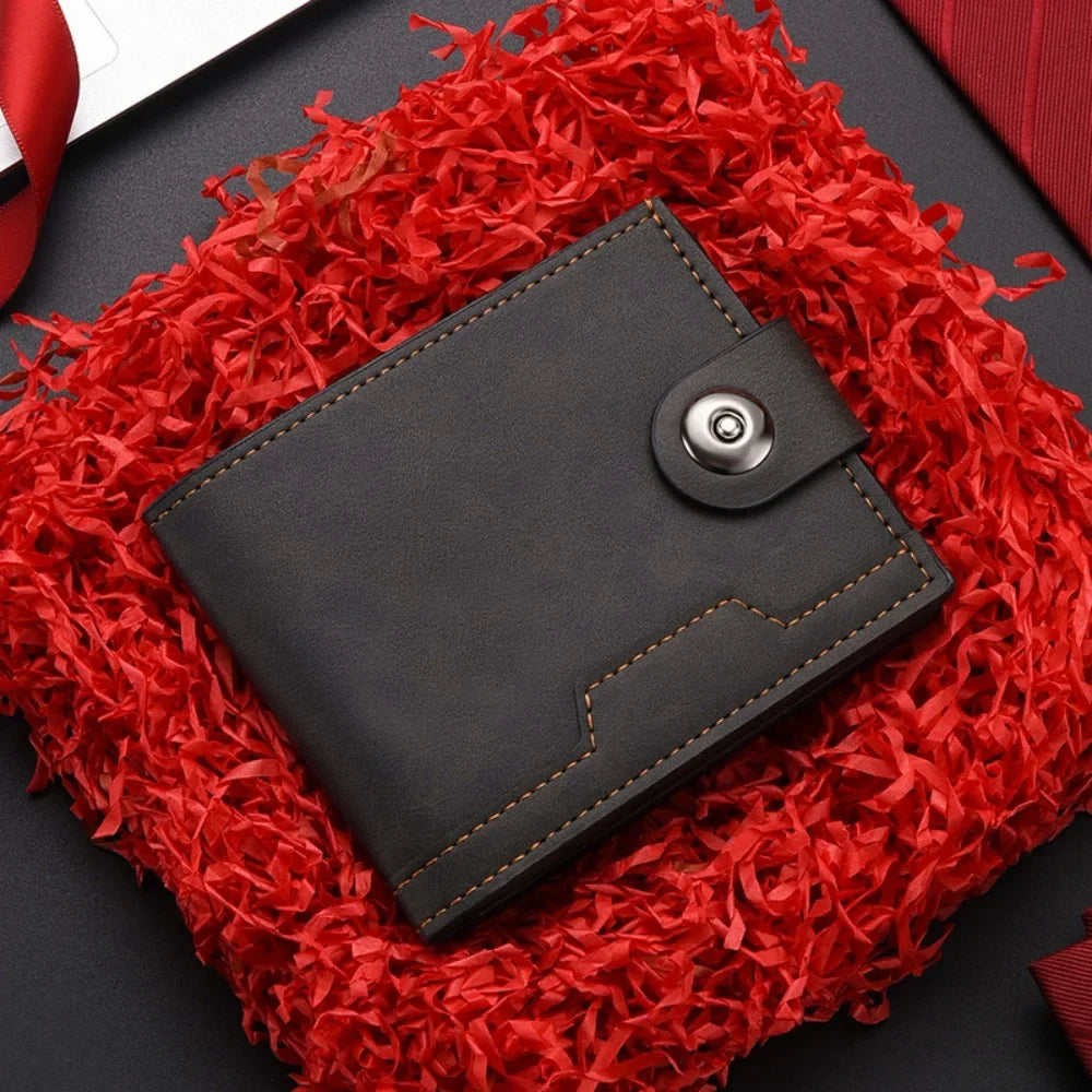 Men's PU Leather Short Wallet with Card Holder and Coin Pocket