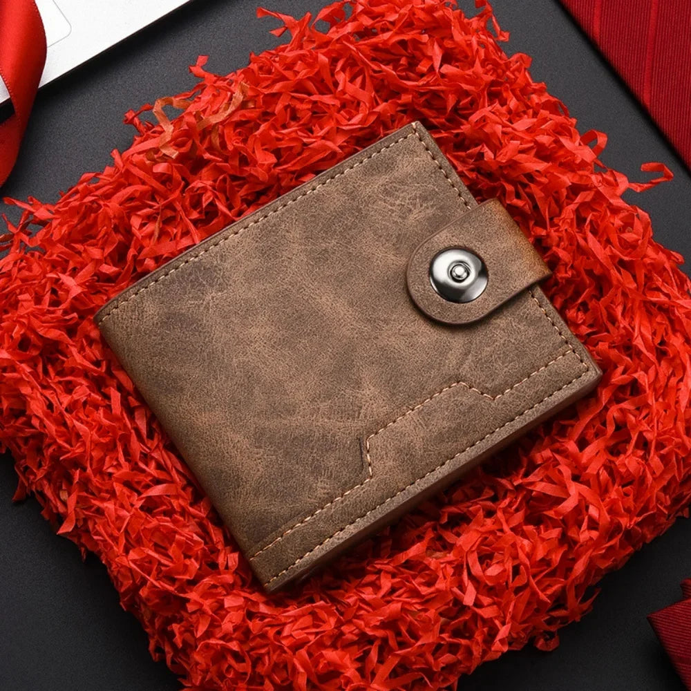 Men's PU Leather Short Wallet with Card Holder and Coin Pocket