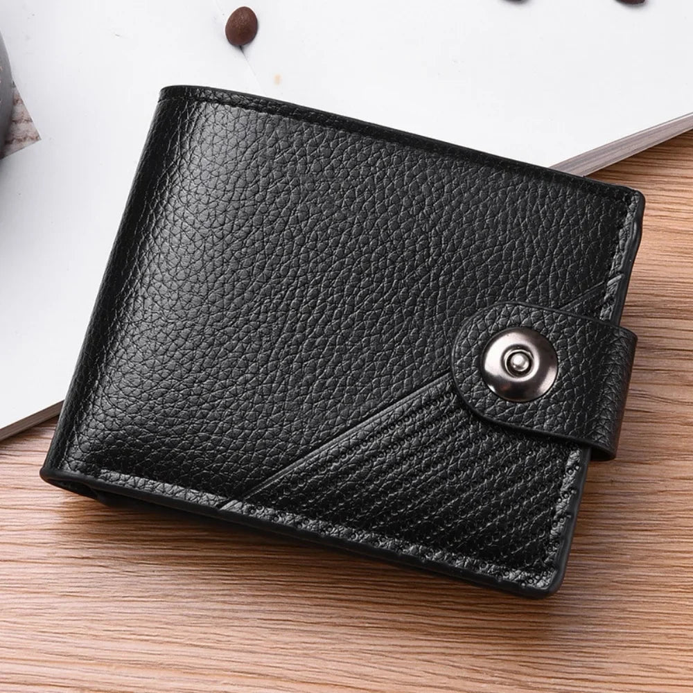 Men's PU Leather Short Wallet with Card Holder and Coin Pocket