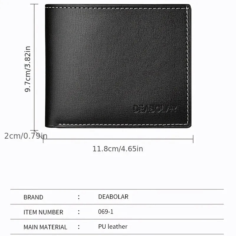 Men's Short Wallet with Photo ID Window, 11.8 cm