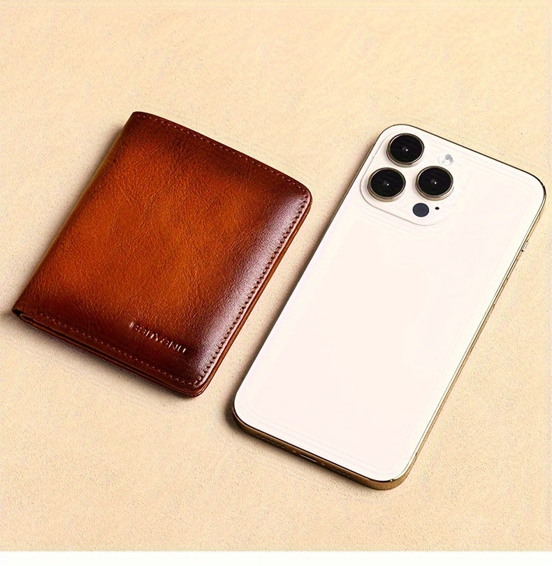 Men's Wallet 11 x 8.5 cm, ID Window and Anti-RFID Layer