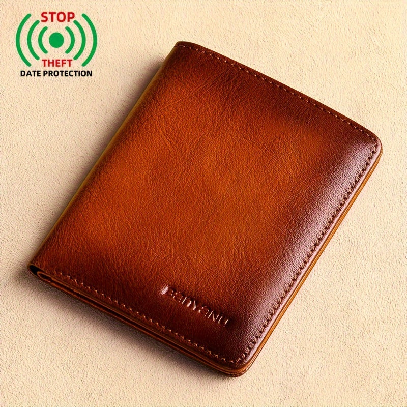 Men's Wallet 11 x 8.5 cm, ID Window and Anti-RFID Layer