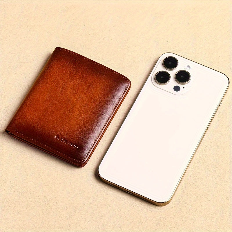 Men's Wallet 11 x 8.5 cm, ID Window and Anti-RFID Layer