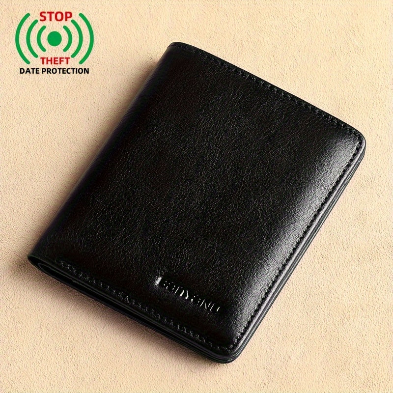 Men's Wallet 11 x 8.5 cm, ID Window and Anti-RFID Layer