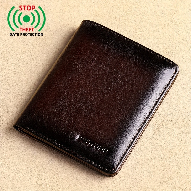 Men's Wallet 11 x 8.5 cm, ID Window and Anti-RFID Layer