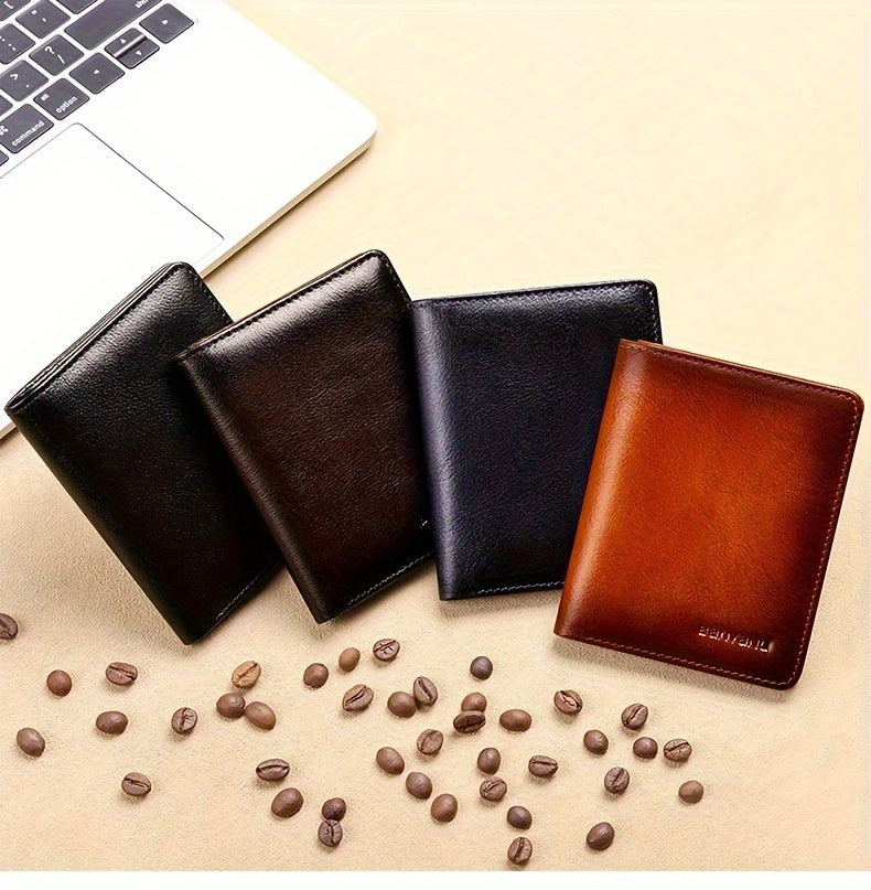 Men's Wallet 11 x 8.5 cm, ID Window and Anti-RFID Layer