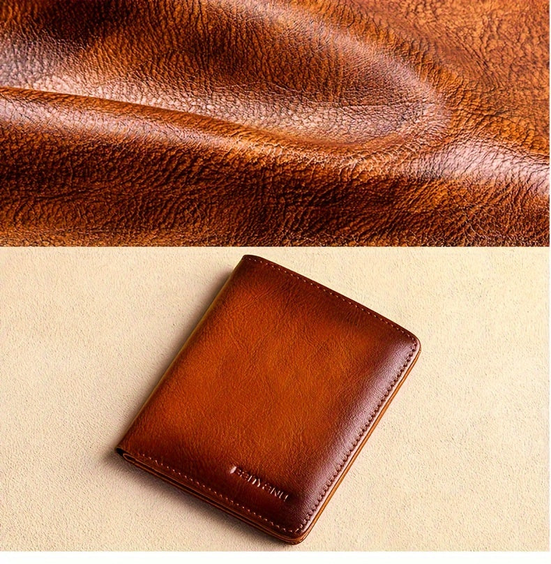 Men's Wallet 11 x 8.5 cm, ID Window and Anti-RFID Layer