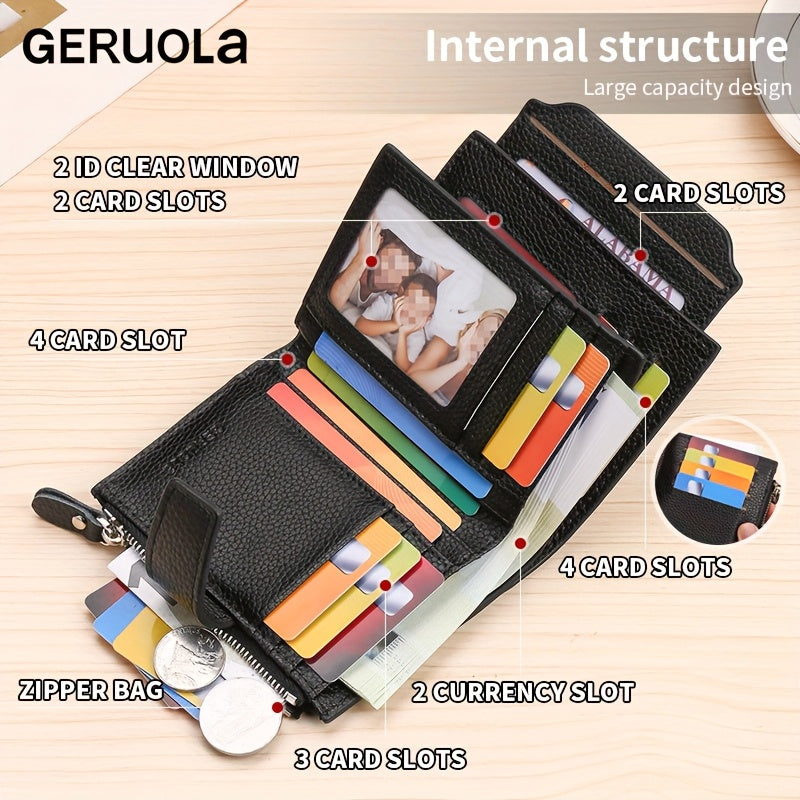 Men's RFID-Blocking Leather Wallet, 15 Cards and Coins