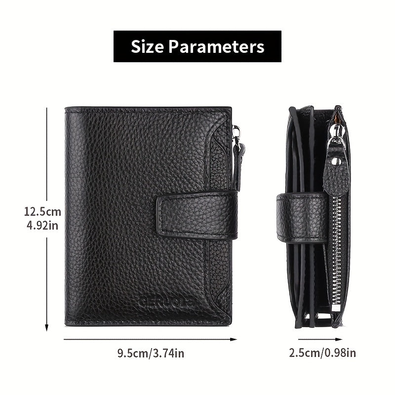 Men's RFID-Blocking Leather Wallet, 15 Cards and Coins