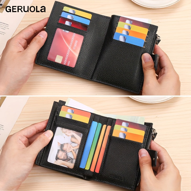 Men's RFID-Blocking Leather Wallet, 15 Cards and Coins
