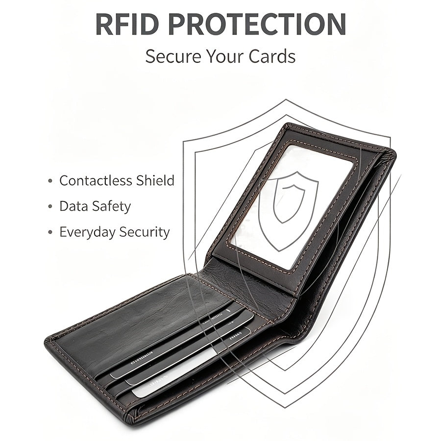 Men's Personalized Anti-RFID Leather Wallet 48 grams