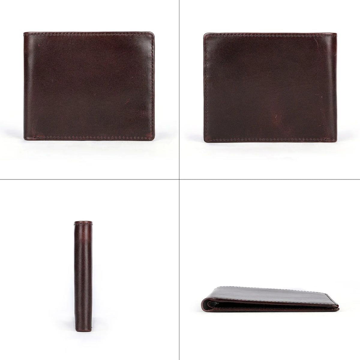 Men's Genuine Leather Compact Bifold Wallet with Card and Bill Holder