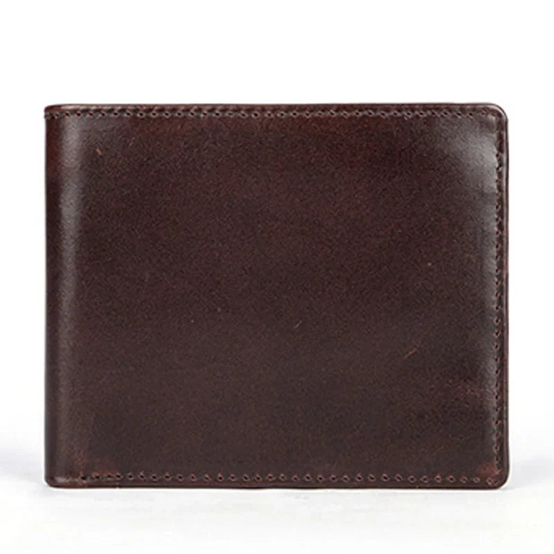 Men's Genuine Leather Compact Bifold Wallet with Card and Bill Holder