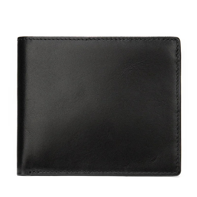 Men's Genuine Leather Compact Bifold Wallet with Card and Bill Holder