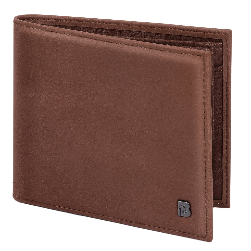 Men's Leather Bi-Fold Wallet with Snap Coin Pocket
