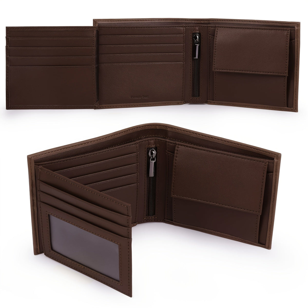 Men's Leather Bi-Fold Wallet with Snap Coin Pocket Image