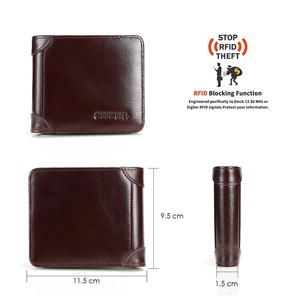 Tri-fold Leather Wallet with RFID Protection
