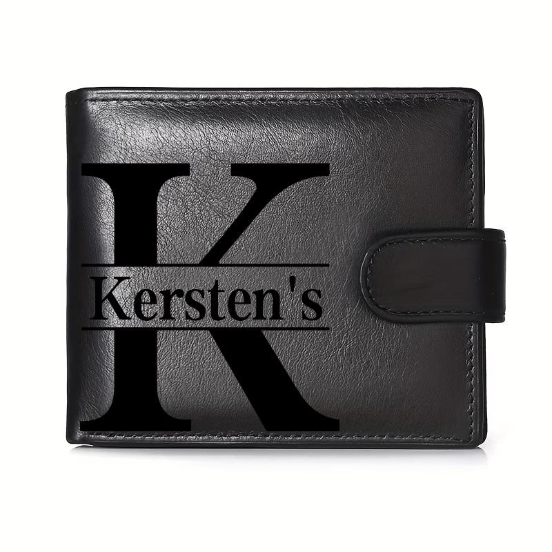 Men's Genuine Leather Black Wallet with Photo Window