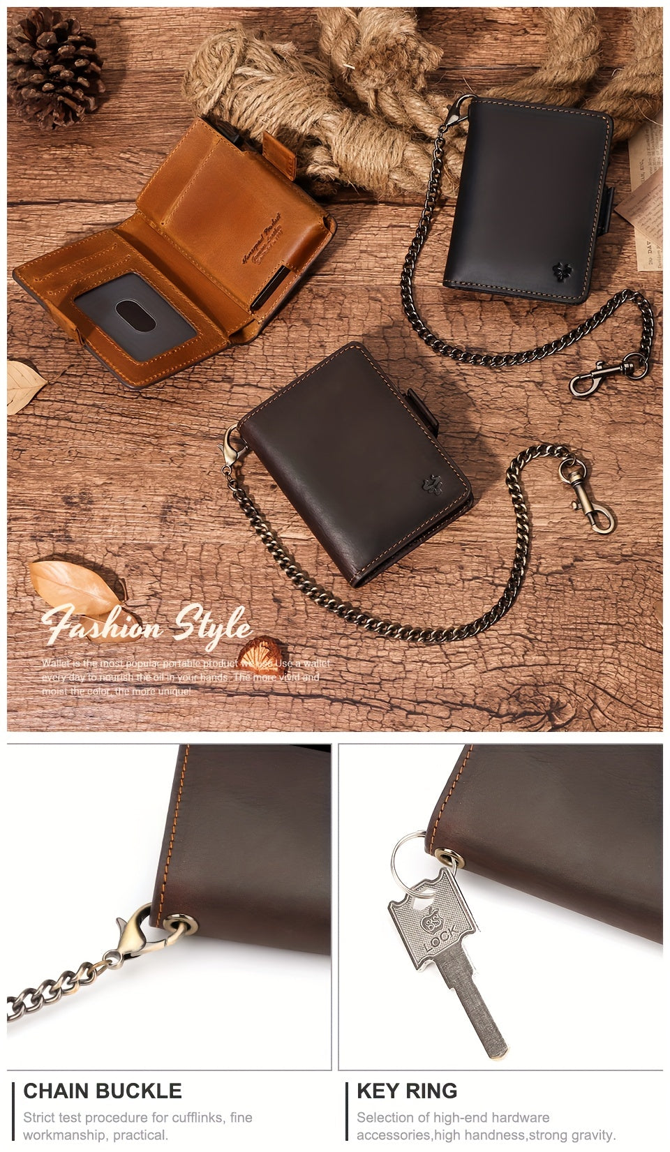 Men's Full Grain Leather Wallet with Ejectable Card Case